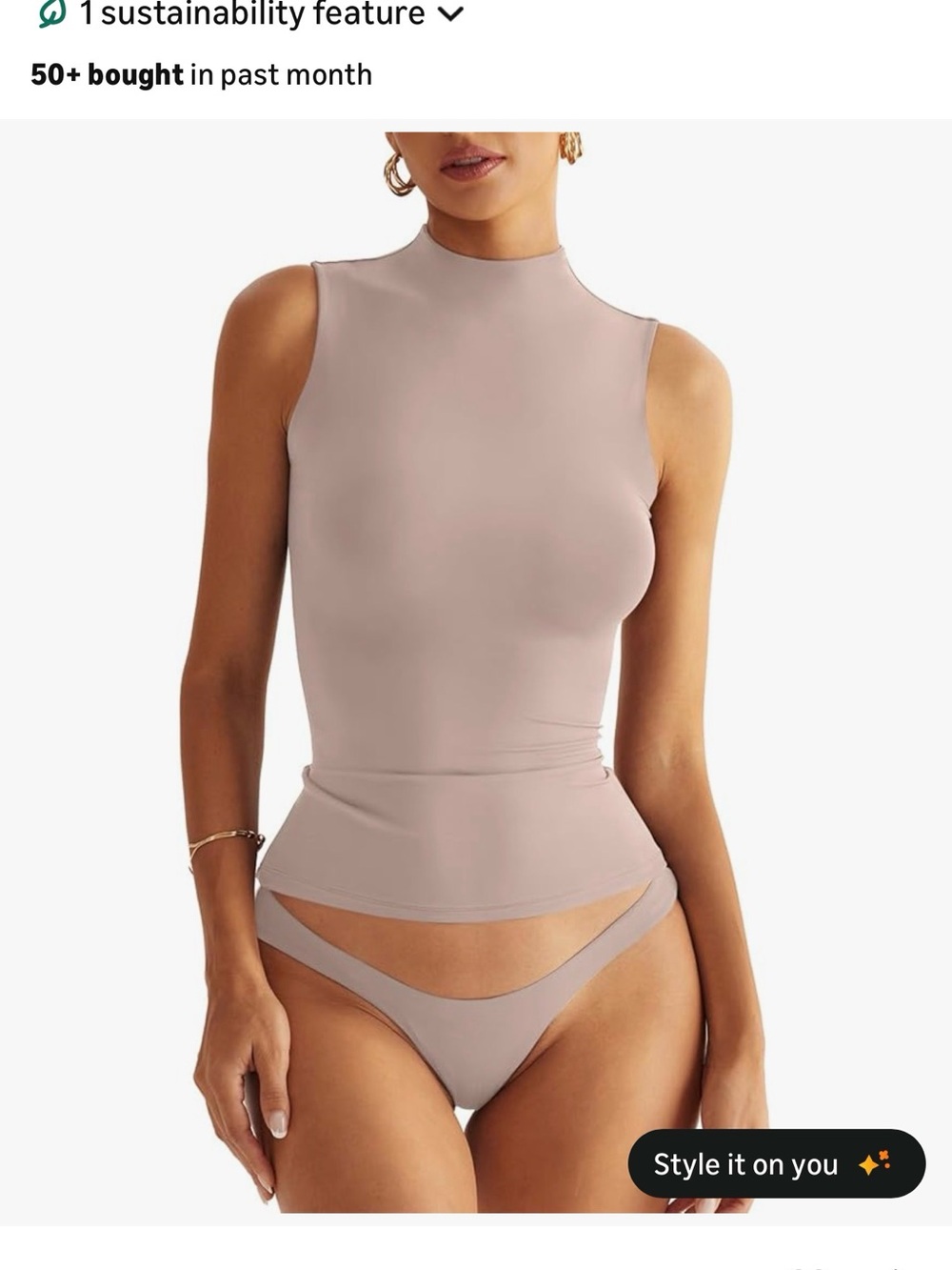 Mock Neck Sleeveless Tank Top — Dusty Taupe